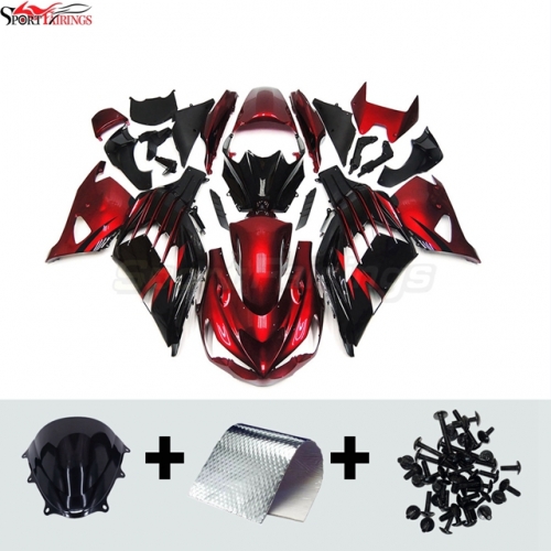 Sportfairings Fairing Kit fit for Kawasaki Ninja ZX14R 2012 - 2021 - Black Red