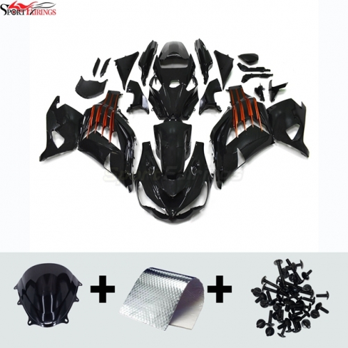 Sportfairings Fairing Kit fit for Kawasaki Ninja ZX14R 2012 - 2021 - Black Orange