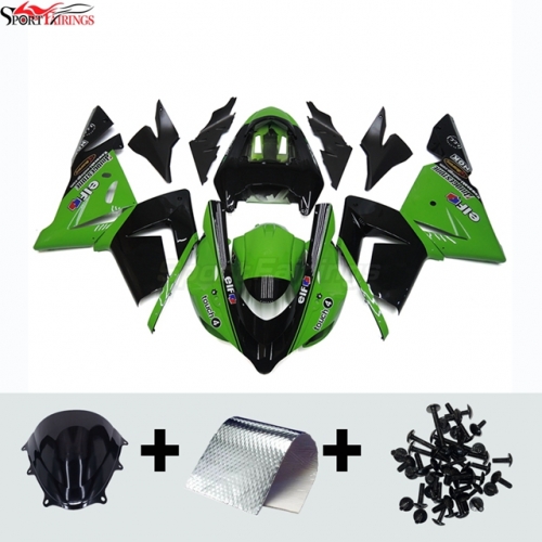 Sportfairings Fairing Kit fit for Kawasaki Ninja ZX10R 2004 - 2005 - Green Black