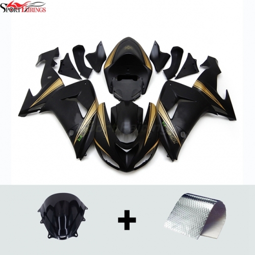 Sportfairings Fairing Kit fit for Kawasaki Ninja ZX10R 2006 - 2007 - Matte Black Dark Gold