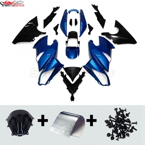 Sportfairings Fairing Kit fit for Kawasaki Ninja 650R 2009 - 2011 - Dark Blue Black