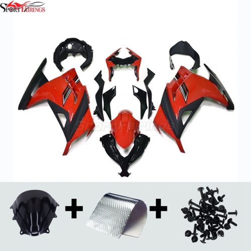 Sportfairings Fairing Kit fit for Kawasaki Ninja 300 2013 - 2017 - Red Black