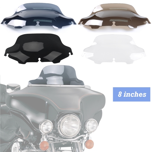 Motorcycle 8" Wave Windscreen Windshield Fit for 1996-2013 Harley Electra Glide, Street Glide, Ultra Limited and Tri Glide