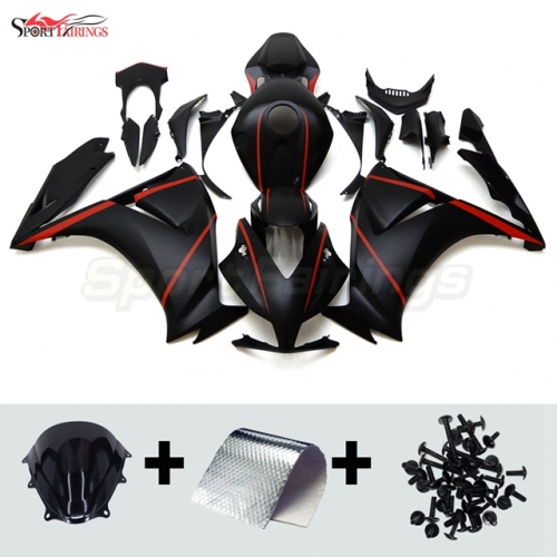 Fairing Kit fit for Honda CBR1000RR 2012 - 2016 - Matte Black with Red Lines