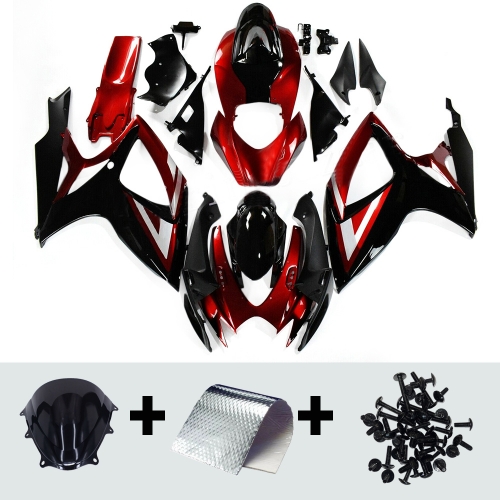 ABS Fairings for Suzuki 2006 2007 GSXR600/750 Red Black Injection Bodywork