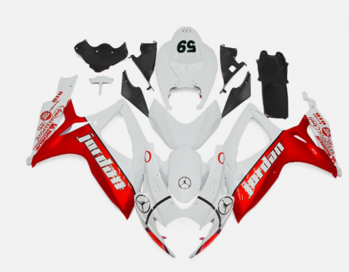 Injection Red White Fairing Kit for 2006 2007 Suzuki GSXR600 GSXR750 06 07