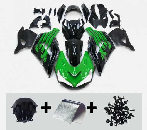 Sportfairings Fairing Kit fit for Kawasaki Ninja ZX14R 2012 - 2021 - Black Green