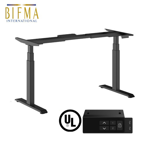 Electric Stand Up Desk Frame Workstation, Dual Motor Ergonomic Standing Height Adjustable Base with Memory Controller、USB Outlets & Child Safety Lock