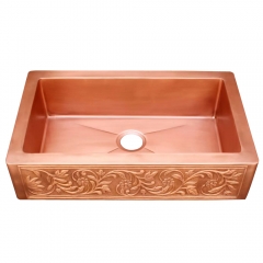 Akicon™ Single Bowl Farmhouse Apron Copper Kitchen Sink