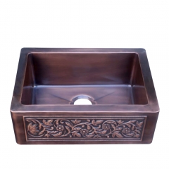 Akicon Single Bowl Farmhouse Apron Copper Kitchen Sink