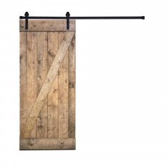Akicon™ Paneled Solid Wood Stained Z Brace Series DIY Single Interior Barn Door with Sliding Hardware Kit; Pre-Drilled Ready to Assemble
