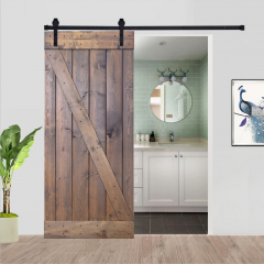 Akicon™ Paneled Solid Wood Stained Z Brace Series DIY Single Interior Barn Door; Pre-Drilled Ready to Assemble without Hardware