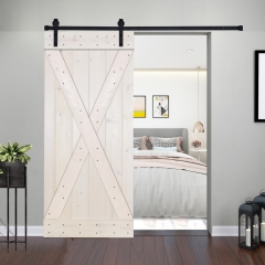 Akicon™ Paneled Solid Wood Stained X Brace Series DIY Single Interior Barn Door; Pre-Drilled Ready to Assemble without Hardware