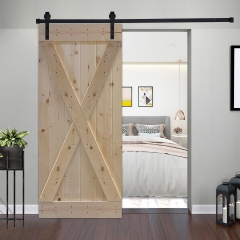 Akicon™ Paneled Solid Wood Stained X Brace Series DIY Single Interior Barn Door; Pre-Drilled Ready to Assemble without Hardware