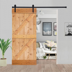 Akicon™ Paneled Solid Wood Stained Double Z Brace Series DIY Single Interior Barn Door; Pre-Drilled Ready to Assemble without Hardware