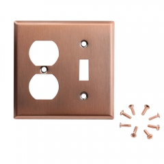 Akicon™ Copper Switch Plate 2-Gang Combination Wall Plate, 1-Duplex/1-Toggle, UL Listed, 2 PACK