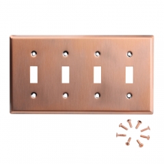 Akicon™ Copper Switch Plate 4-Gang Toggle Device Switch Wallplate Cover, UL Listed, 1 PACK