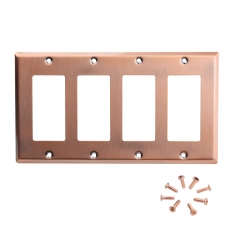 Akicon™ Copper Switch Plate 4-Gang Decora/GFCI/Rocker Device Switch Wall Plate, UL Listed, 1 PACK