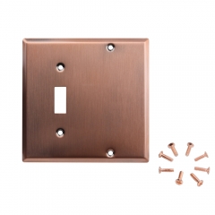 Akicon™ Copper Switch Plate 2-Gang, 1-Toggle 1-Blank Device Combination Wallplate, UL Listed, 2 PACK