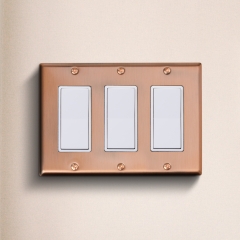 Akicon™ Copper Switch Plate 3-Gang Decora/GFCI Device Wallplate Cover, UL Listed, 2 PACK