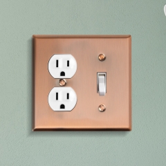 Akicon™ Copper Switch Plate 2-Gang Combination Wall Plate, 1-Duplex/1-Toggle, UL Listed, 2 PACK