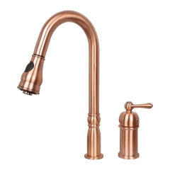 Akicon™ Copper Pull Out Kitchen Faucet with in-Deck Handle, Single Level Solid Brass Kitchen Sink Faucets with Pull Down Sprayer