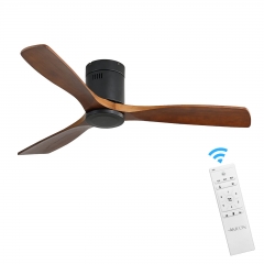 Akicon™ Ultra Quiet 52" Solid Wood Ceiling Fan with Remote Control, Reversible Blades, 6-Speed, Matte Black