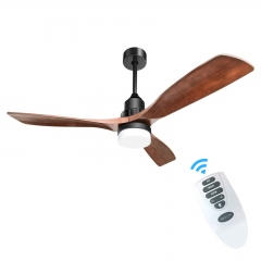 Akicon™ Ultra Quiet 52" Solid Wood Ceiling Fan with Lights and Remote Control, Reversible Blades, 3-Speed, Dimmable LED Kit, Matte Black
