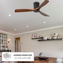 Akicon™ Ultra Quiet 52" Solid Wood Ceiling Fan with Remote Control, Reversible Blades, 6-Speed, Matte Black