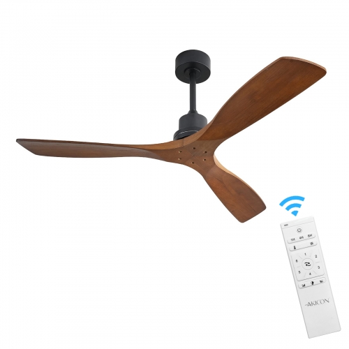 Akicon™ Ultra Quiet 52" Solid Wood Ceiling Fan with Remote Control, Reversible Blades, 3-Speed, Matte Black