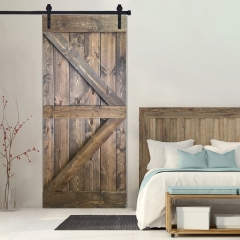 Akicon™ Paneled Solid Wood Stained K Brace Series DIY Single Interior Barn Door with Sliding Hardware Kit; Pre-Drilled Ready to Assemble