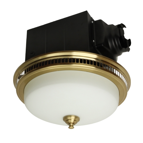Ultra Quiet Bathroom Exhaust Fan With Led Light And Nightlight 110cfm 1 5 Sone Ventilation Round Frosted Glass Cover Brushed Gold - Ceiling Fan Light Fixtures Bathroom