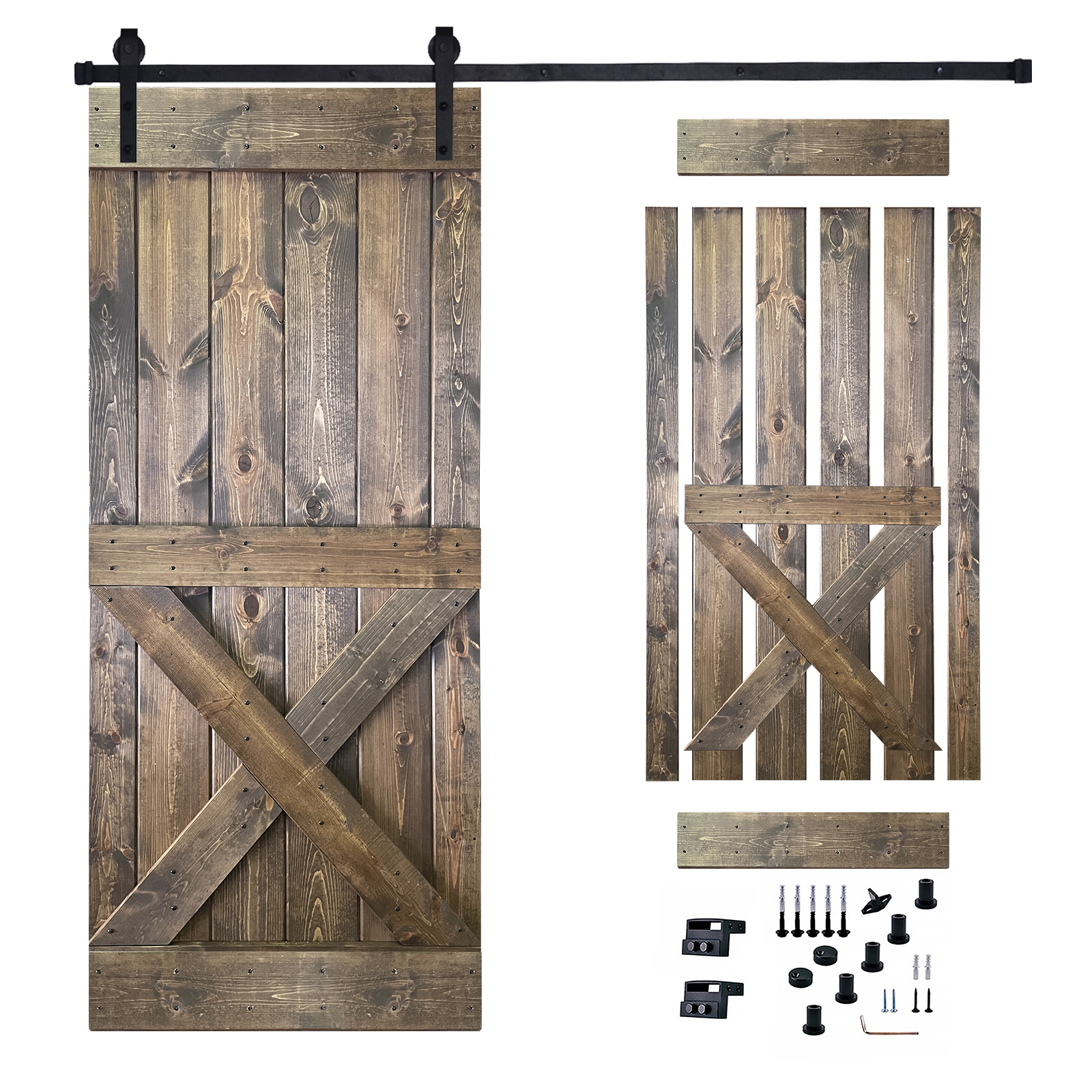 Custom X Brace Wood Barn Door Sliding Wooden Door Farmhouse Style