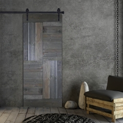Akicon™ Paneled Solid Wood Stained Mid-bar Series DIY Single Interior Barn Door without Hardware; Pre-Drilled Ready to Assemble