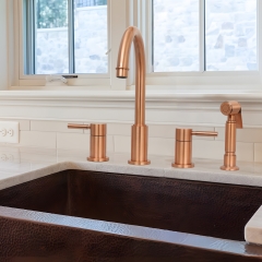 Akicon™ Two-Handles Copper Widespread Kitchen Faucet with Side Sprayer