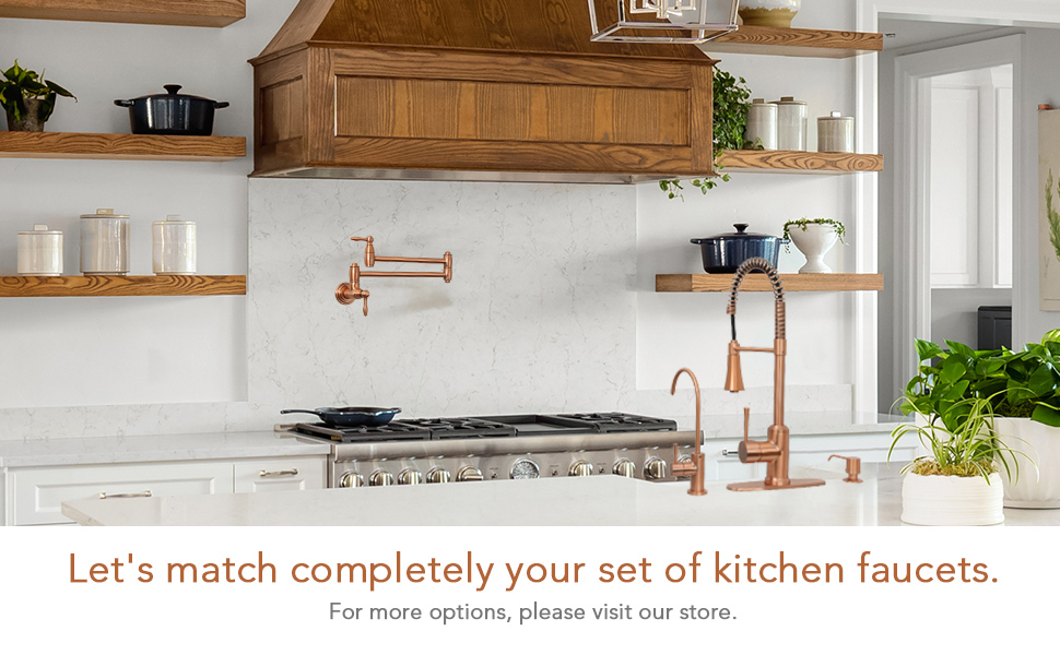 Copper Pre-Rinse Spring Kitchen Faucet, Single Level Handle and Pull Down Sprayer 96566AC