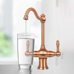 Akicon™ Two-Handles Copper Drinking Water Filter Faucet, Dual Lever Hot and Cold Water Faucet for Instant Hot Water Tank Dispenser & Filtration System