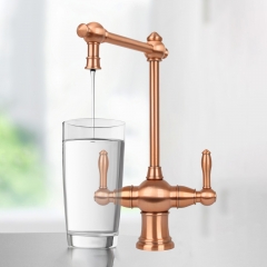 Akicon™ Two-Handles Copper Drinking Water Filter Faucet, Dual Lever Hot and Cold Water Faucet for Instant Hot Water Tank Dispenser & Filtration System