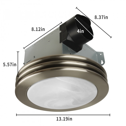 Akicon Exhaust Fan, Ultra Quiet 80 CFM 1.5 Sones Ventilation Exhaust  Bathroom Fan with Light, 3000K/4000K/5000K Selectable LED Light - Brushed  Nickel,Bathroom fan with light