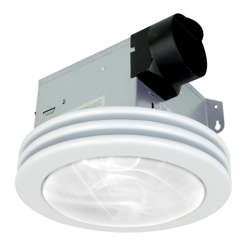 Akicon™  Ultra Quiet Bathroom Exhaust Fan with LED Light 80CFM 2.0 Sones Round Bathroom Ventilation Fan with Frosted Glass Cover Satin White