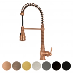 Akicon™ Copper Pre-Rinse Spring Kitchen Faucet, Single Level Solid Brass Kitchen Sink Faucets with Pull Down Sprayer