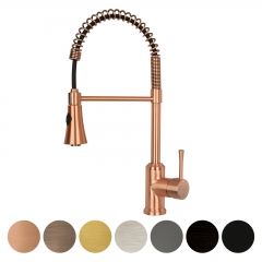 Akicon™ Copper Pre-Rinse Spring Kitchen Faucet, Single Level Solid Brass Kitchen Sink Faucets with Pull Down Sprayer