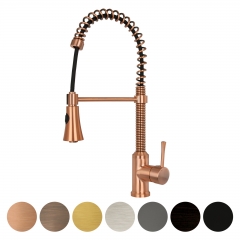 Akicon™ Copper Pre-Rinse Spring Kitchen Faucet, Single Level Solid Brass Kitchen Sink Faucets with Pull Down Sprayer