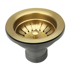 Akicon™ Brushed Gold Kitchen Sink Stopper Replacement for 3-1/2 Inch Standard Strainer Drain - 3 Years Warranty
