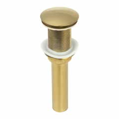 Akicon™ Brushed Gold Push Button Bathroom Sink Drain Stopper Without Overflow - 3 Years Warranty