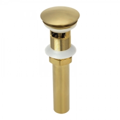 Akicon™ Brushed Gold Push Button Bathroom Sink Drain Stopper Without Overflow - 3 Years Warranty