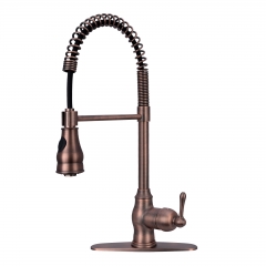 Akicon™ American Bronze Pre-Rinse Spring Kitchen Faucet, Single Level Solid Brass Kitchen Sink Faucets with Pull Down Sprayer