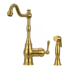 Akicon™ One-Handle Brushed Gold Widespread Kitchen Faucet with Side Sprayer