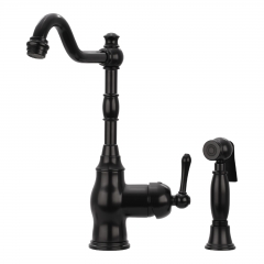 Akicon™ One-Handle Matte Black Widespread Kitchen Faucet with Side Sprayer