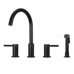 Akicon™ Two-Handles Matte Black Widespread Kitchen Faucet with Side Sprayer